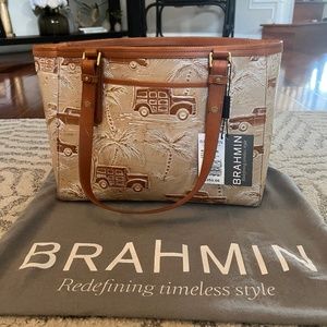 Brahmin Medium Arno Beige Copa Cabana Leather Tote NWT